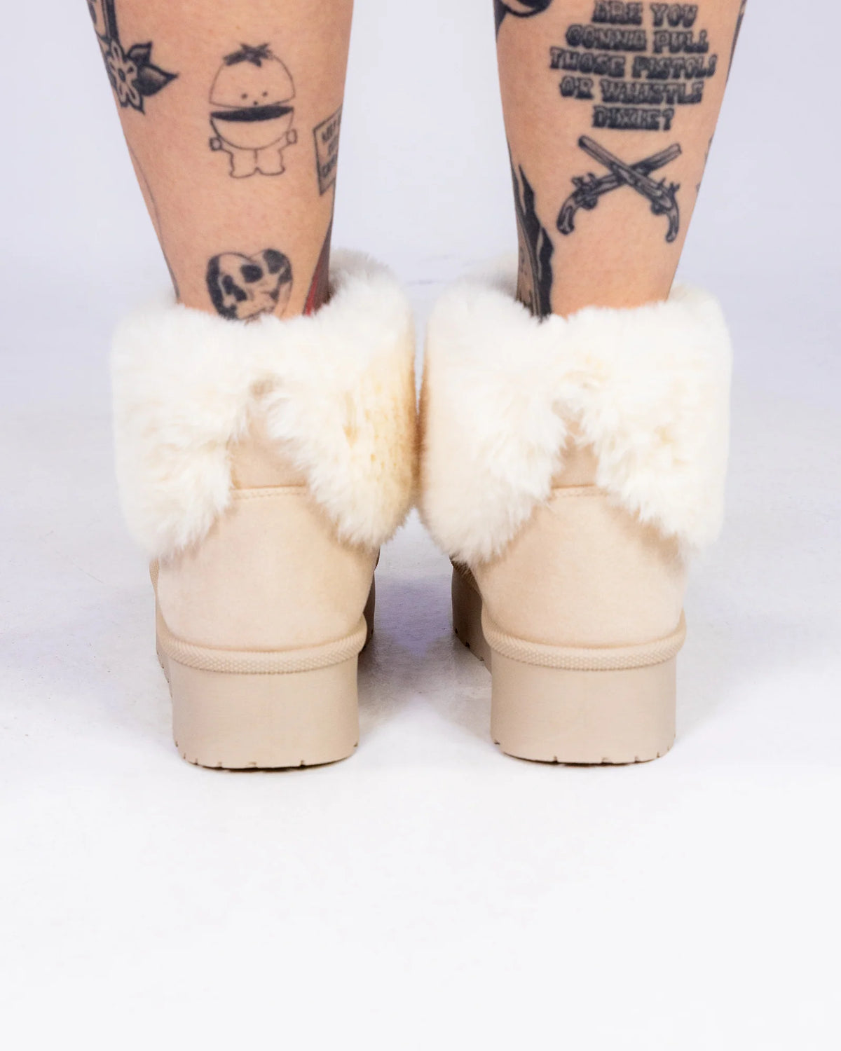 So Bae-sic Cream Women's Faux Fur Booties