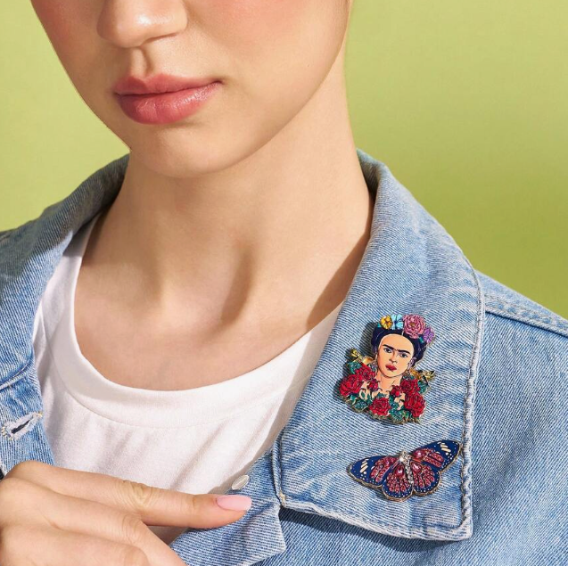 Frida Kahlo Floral Brooch Enamel Pin