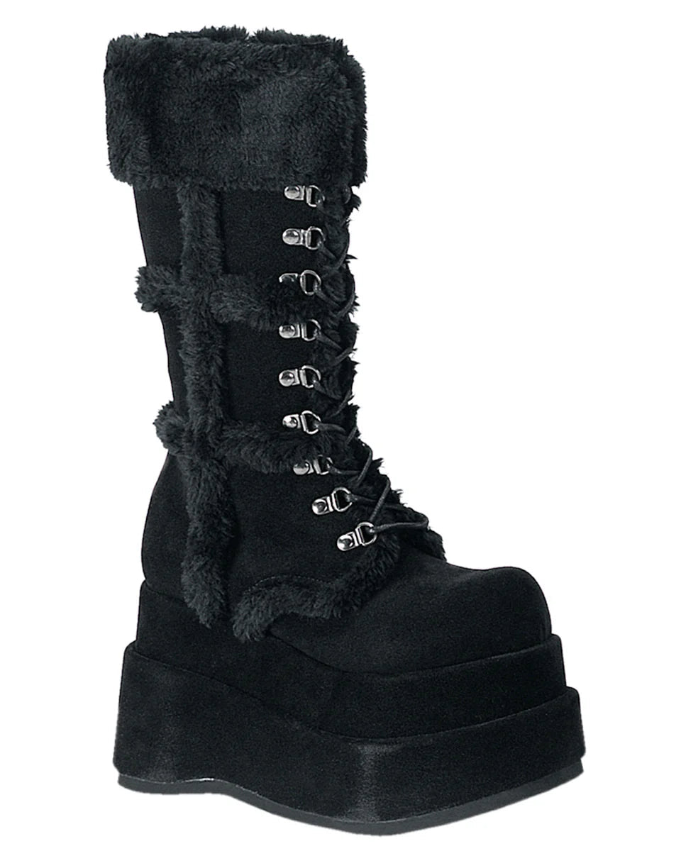 Demonia Black Bear Faux Fur Women's Boots - InstaWOW Shop