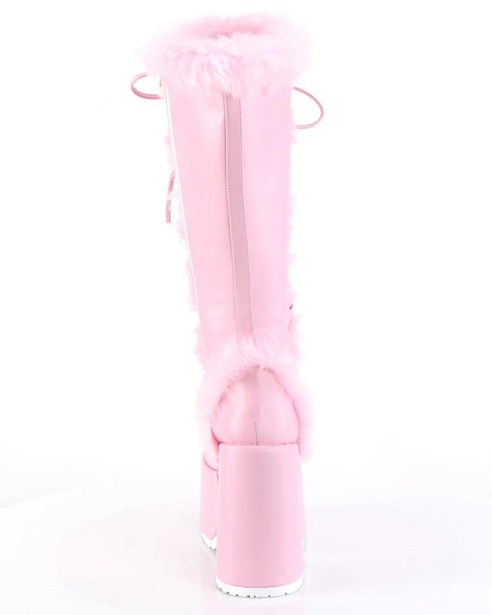 Demonia Pastel Pink Furry Winter Faux Fur Boots - InstaWOW Shop