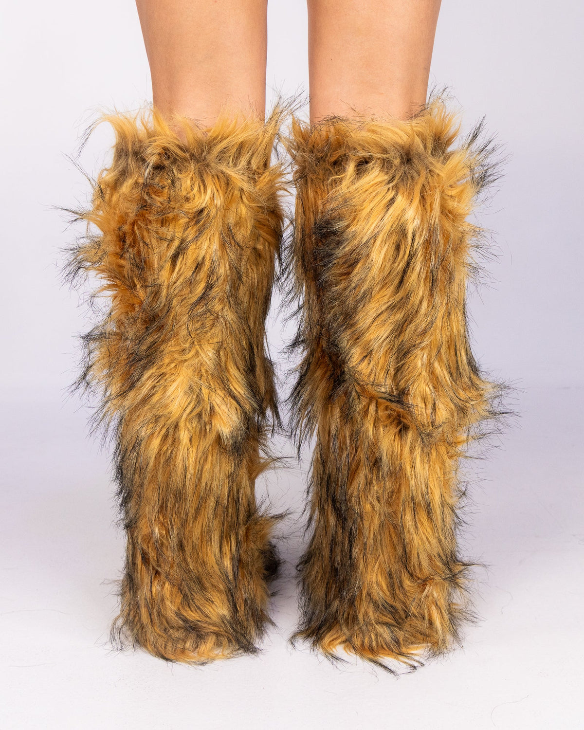 Brown Animalistic Women's Faux Fur Platform Boots