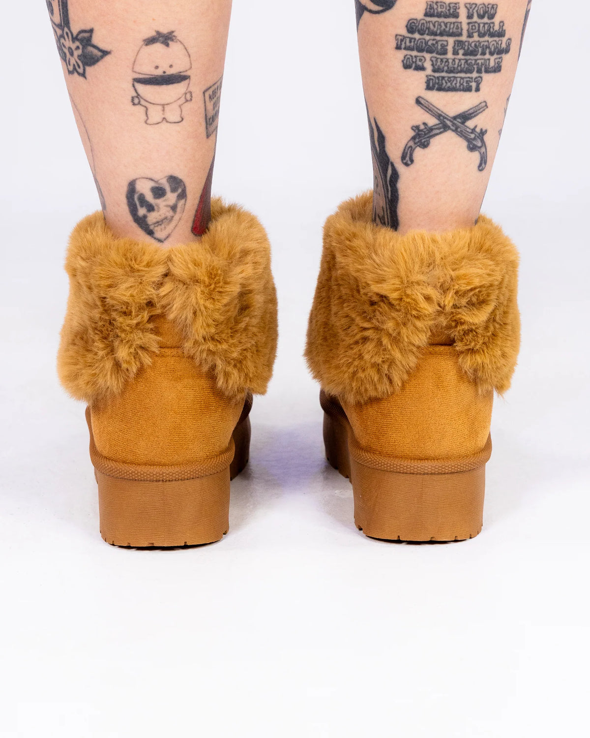 So Bae-sic Tan Faux Fur Booties