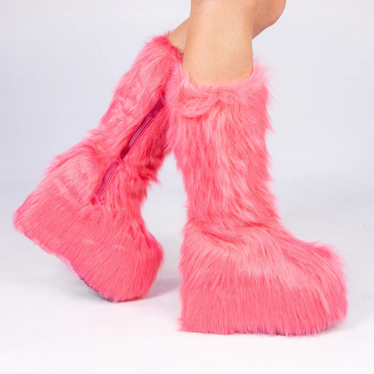 Pink Electric Fuzz Women's Faux Fur Platform Boots