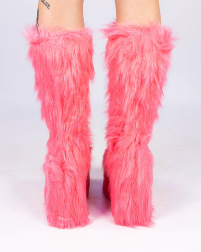 Pink Electric Fuzz Women's Faux Fur Platform Boots