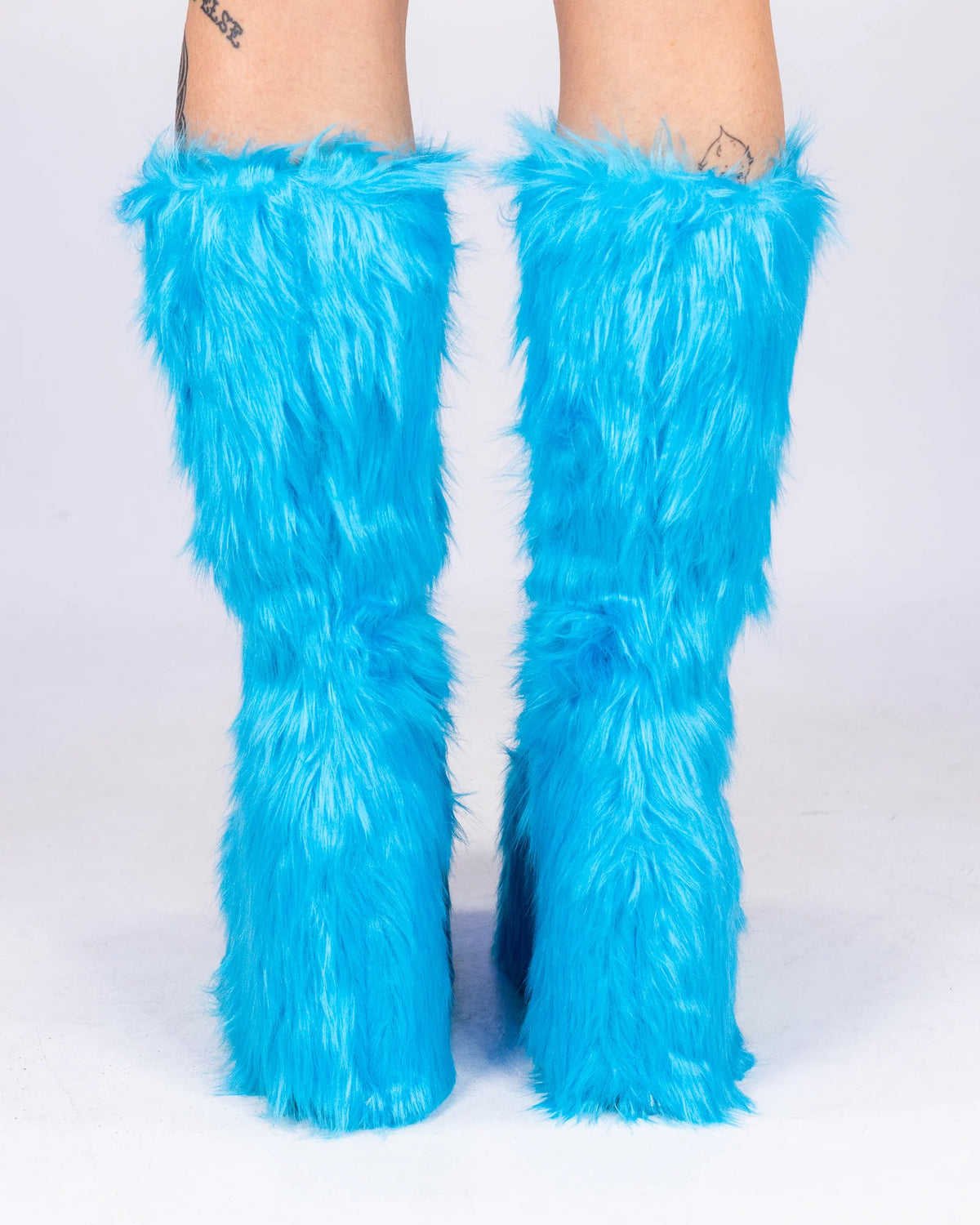 Blue Electric Fuzz Women's Faux Fur Platform Boots