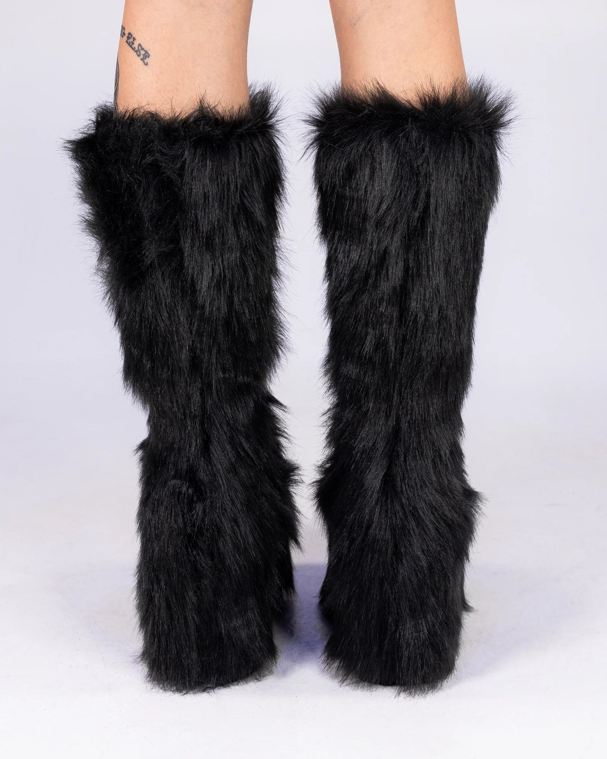 Black Electric Fuzz Women's Faux Fur Platform Boots