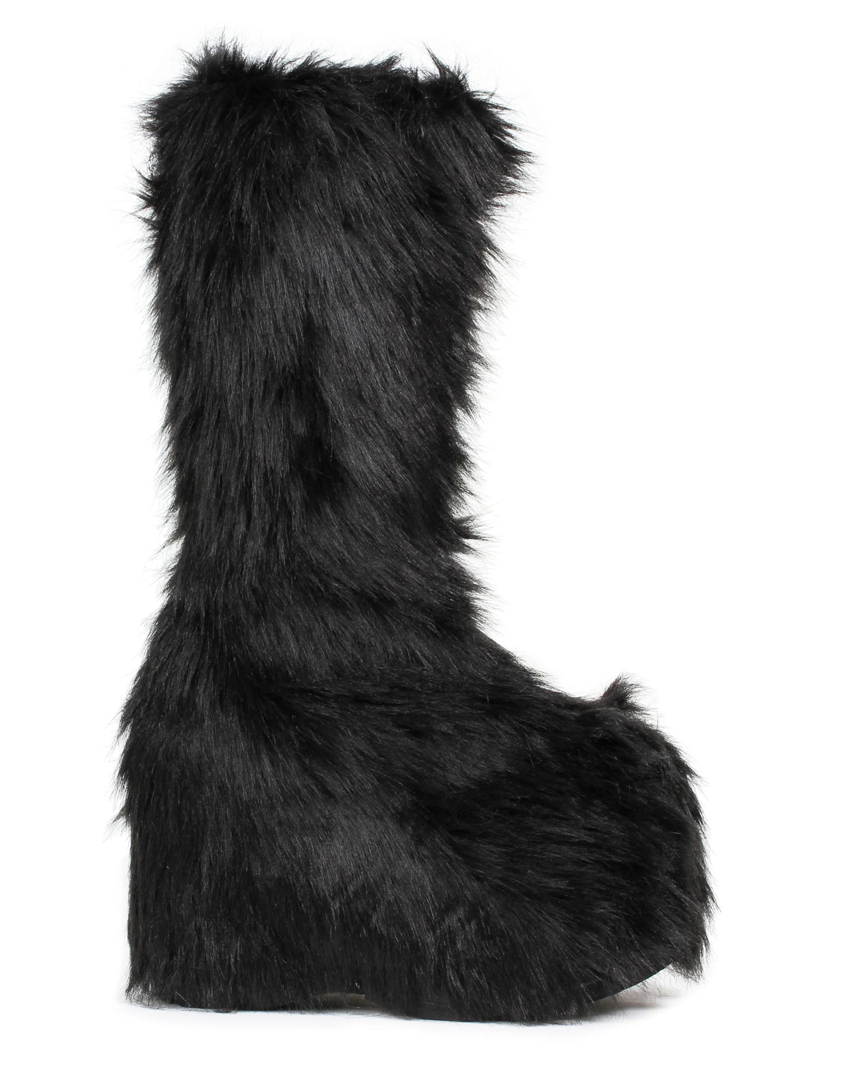 Black Electric Fuzz Women's Faux Fur Platform Boots