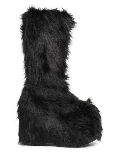 Black Electric Fuzz Women's Faux Fur Platform Boots