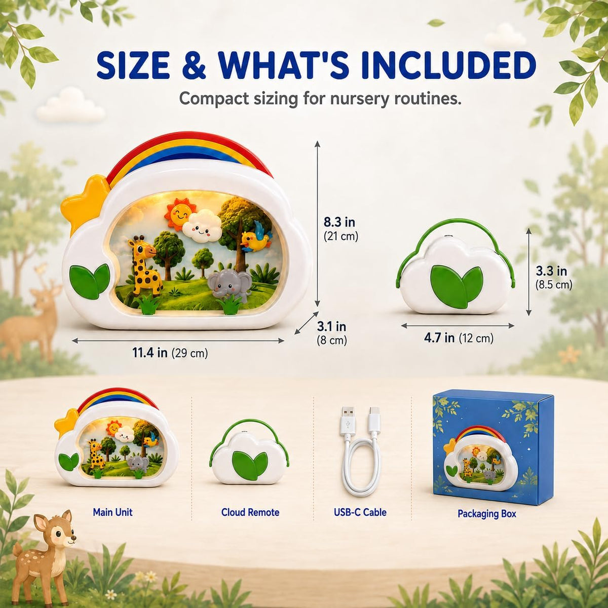 Baby Crib Soother, Safari Musical Toy with Light 6-12 Months