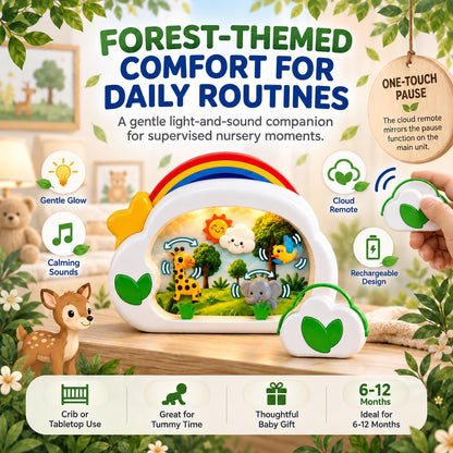 Baby Crib Soother, Safari Musical Toy with Light 6-12 Months