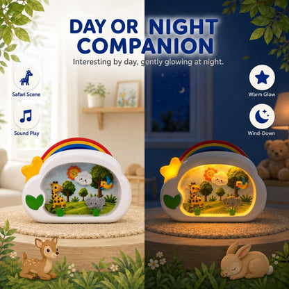 Baby Crib Soother, Safari Musical Toy with Light 6-12 Months