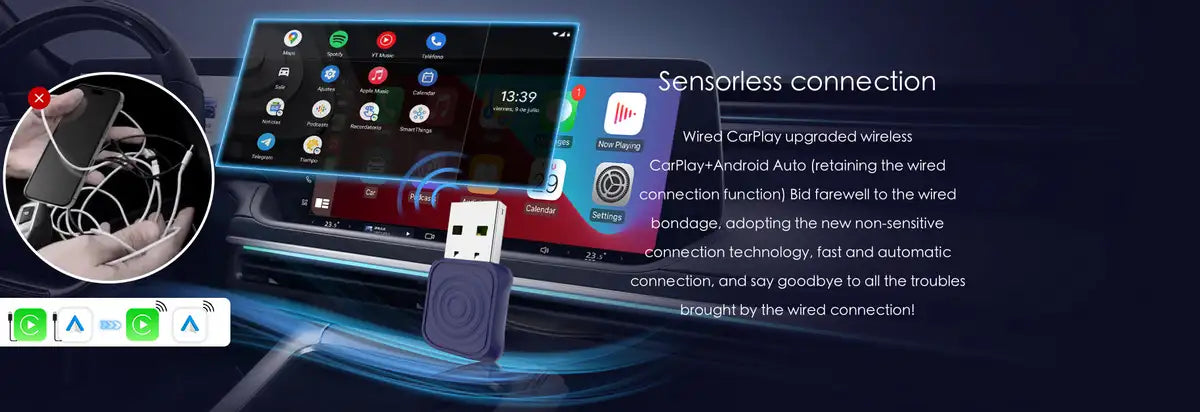 Carlinkit Ultra Mini - Carplay for Apple & Andriod + USB-C Converter
