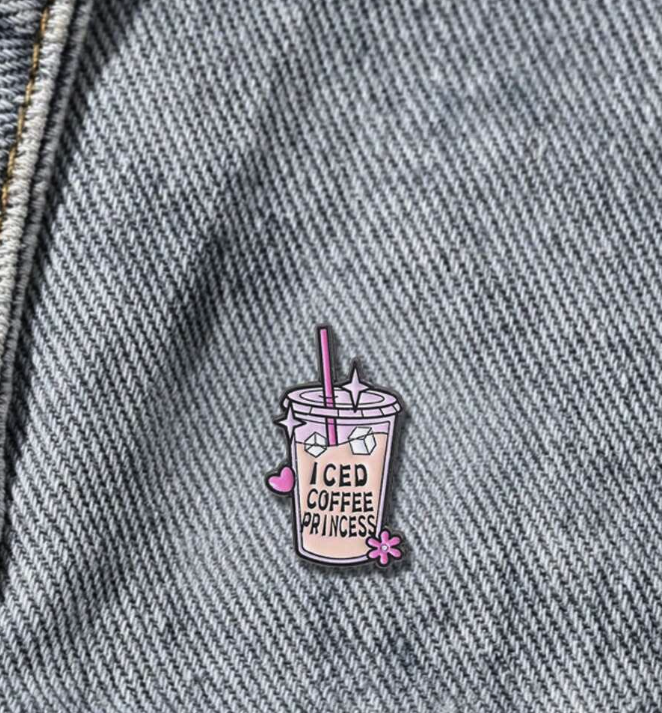 Iced Coffee Princess Brooch Enamel Pin
