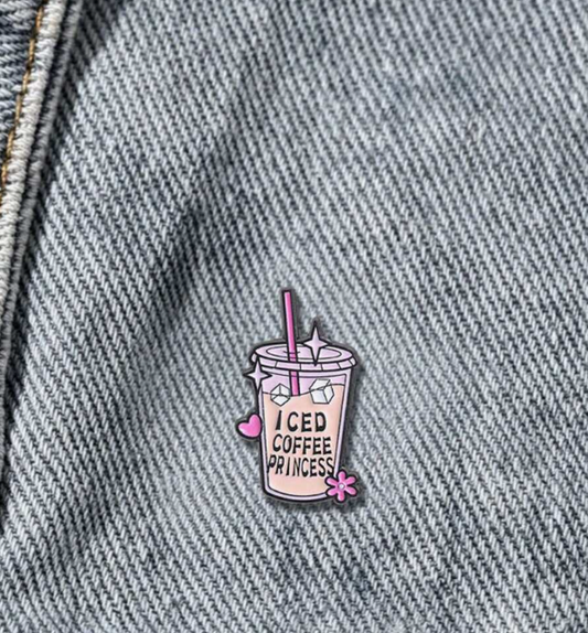 Iced Coffee Princess Brooch Enamel Pin