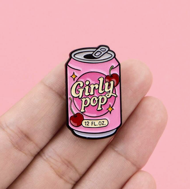 Girly Pop Cherry Soda Can Brooch Enamel Pin