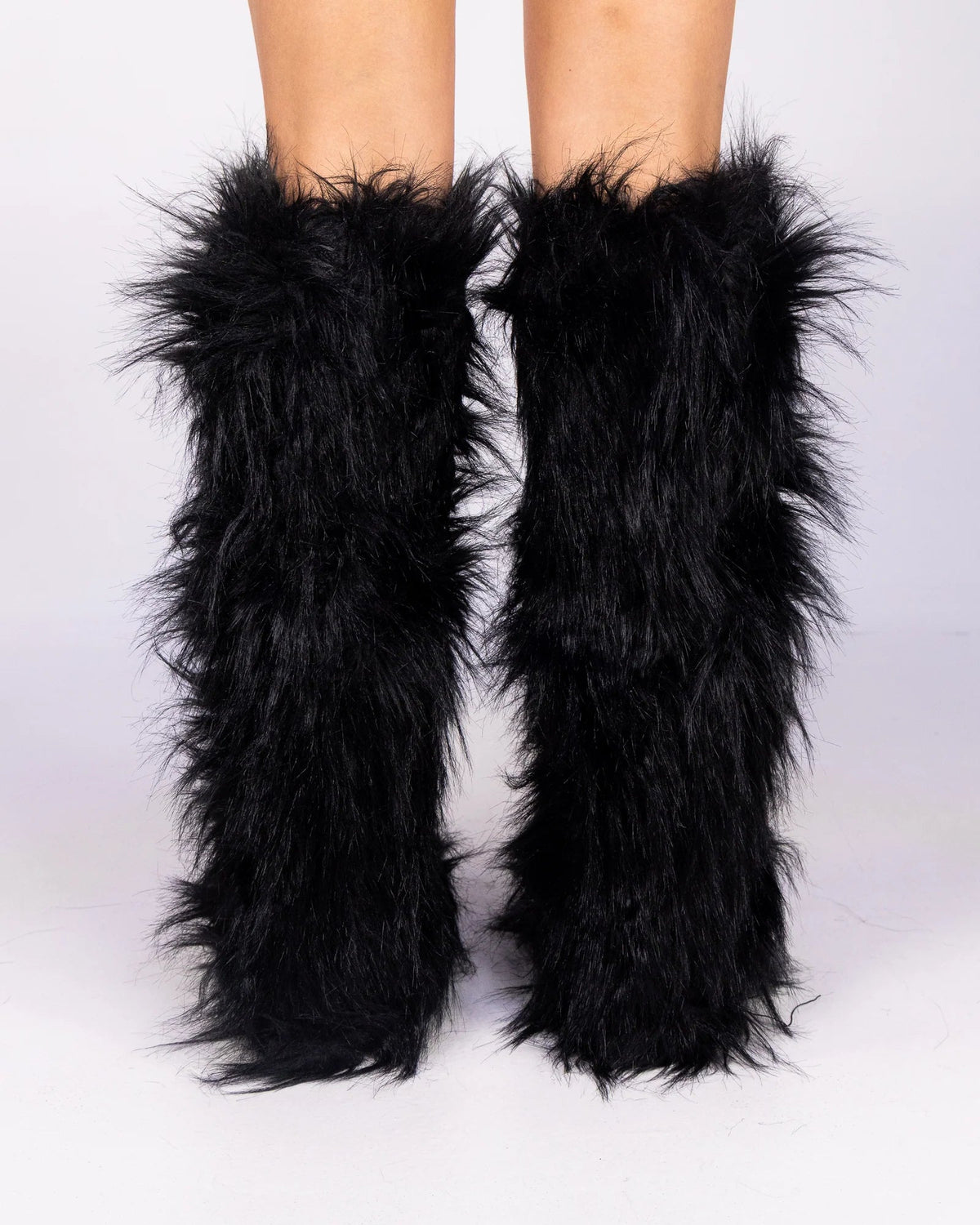 Black Animalistic Women's Faux Fur Platform Boots - InstaWOW Shop