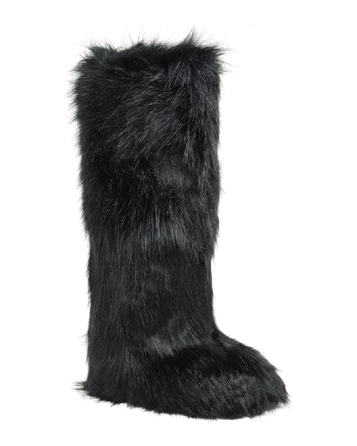 Black Animalistic Women's Faux Fur Platform Boots - InstaWOW Shop