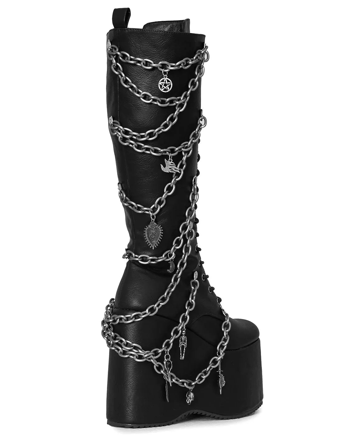 Camp Miracle Chain Women's Black Knee High Platform Boots - InstaWOW Shop