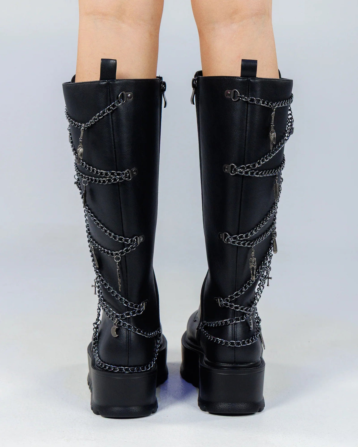 Chained Fantasy Women's Black Knee High Combat Boots - InstaWOW Shop