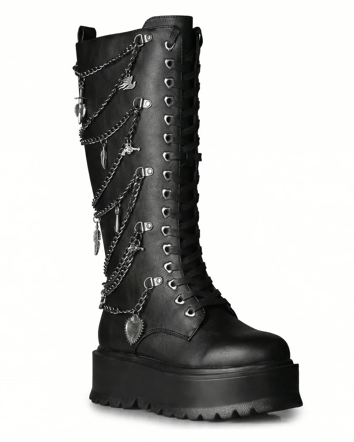 Chained Fantasy Women's Black Knee High Combat Boots - InstaWOW Shop