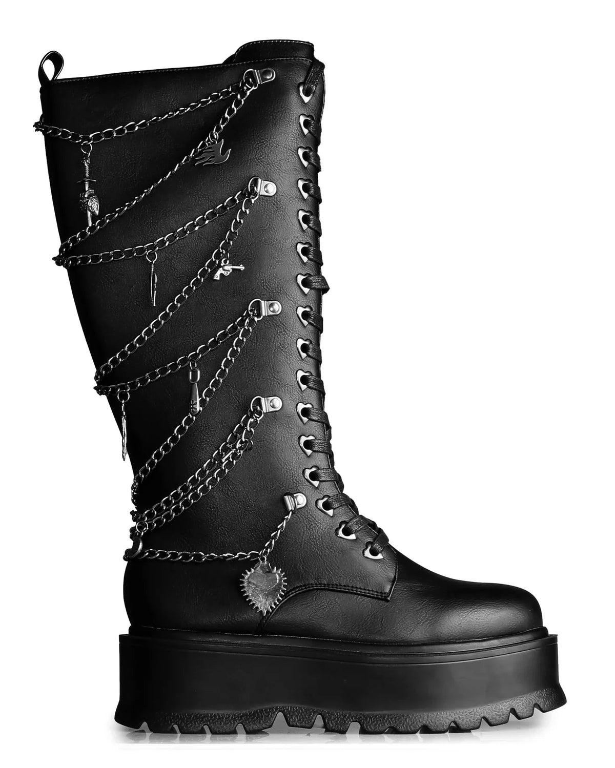 Chained Fantasy Women's Black Knee High Combat Boots - InstaWOW Shop