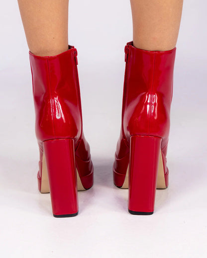 Crushed Women's Red Block Heel Boots - InstaWOW Shop