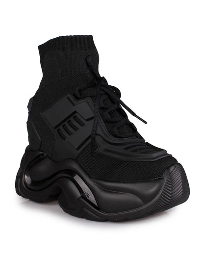 Cutting Edge Women's Black Wedge Sneakers - InstaWOW Shop
