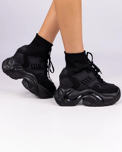Cutting Edge Women's Black Wedge Sneakers - InstaWOW Shop
