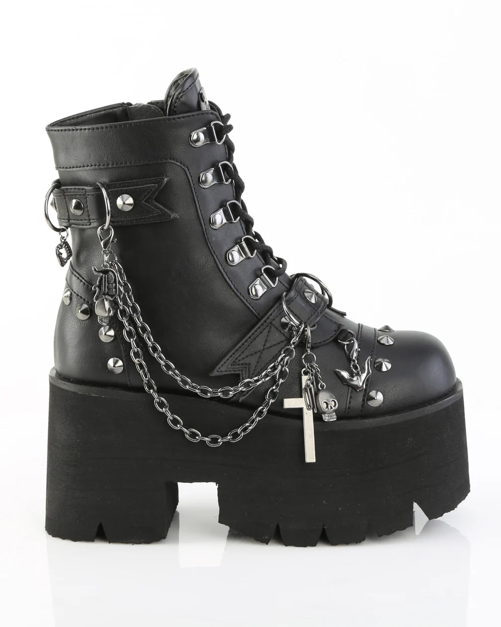 Demonia Ashes Chains & Charms Women's Black Platform Boot - InstaWOW Shop