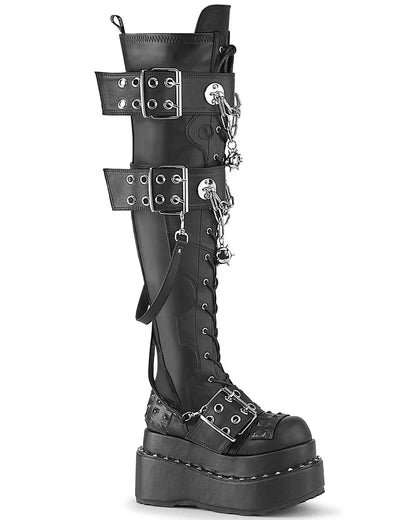 Demonia Bear Spike Matte Black Women's Thigh High Platform Boots - InstaWOW Shop