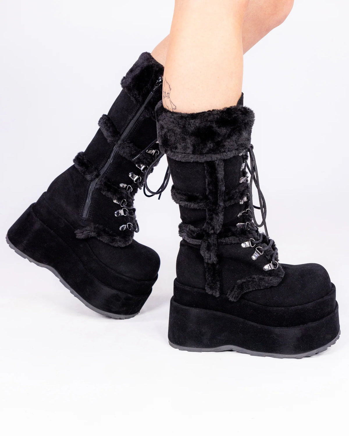 Demonia Black Bear Faux Fur Women's Boots - InstaWOW Shop