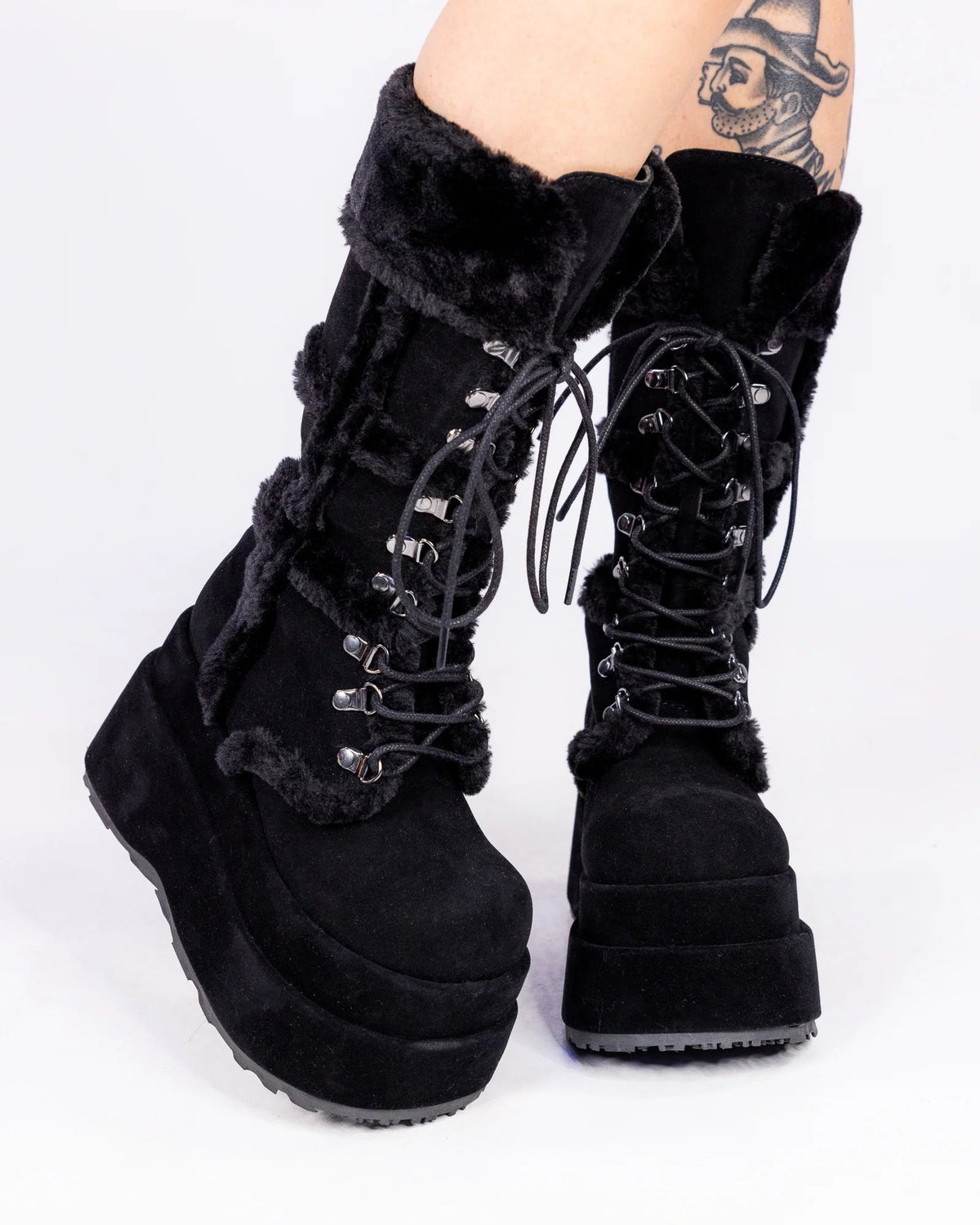 Demonia Black Bear Faux Fur Women's Boots - InstaWOW Shop