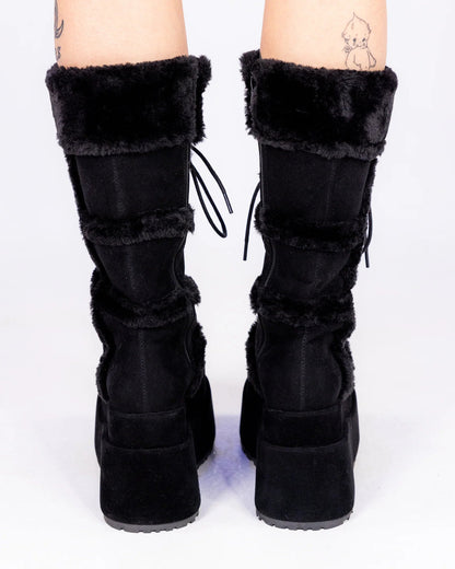 Demonia Black Bear Faux Fur Women's Boots - InstaWOW Shop
