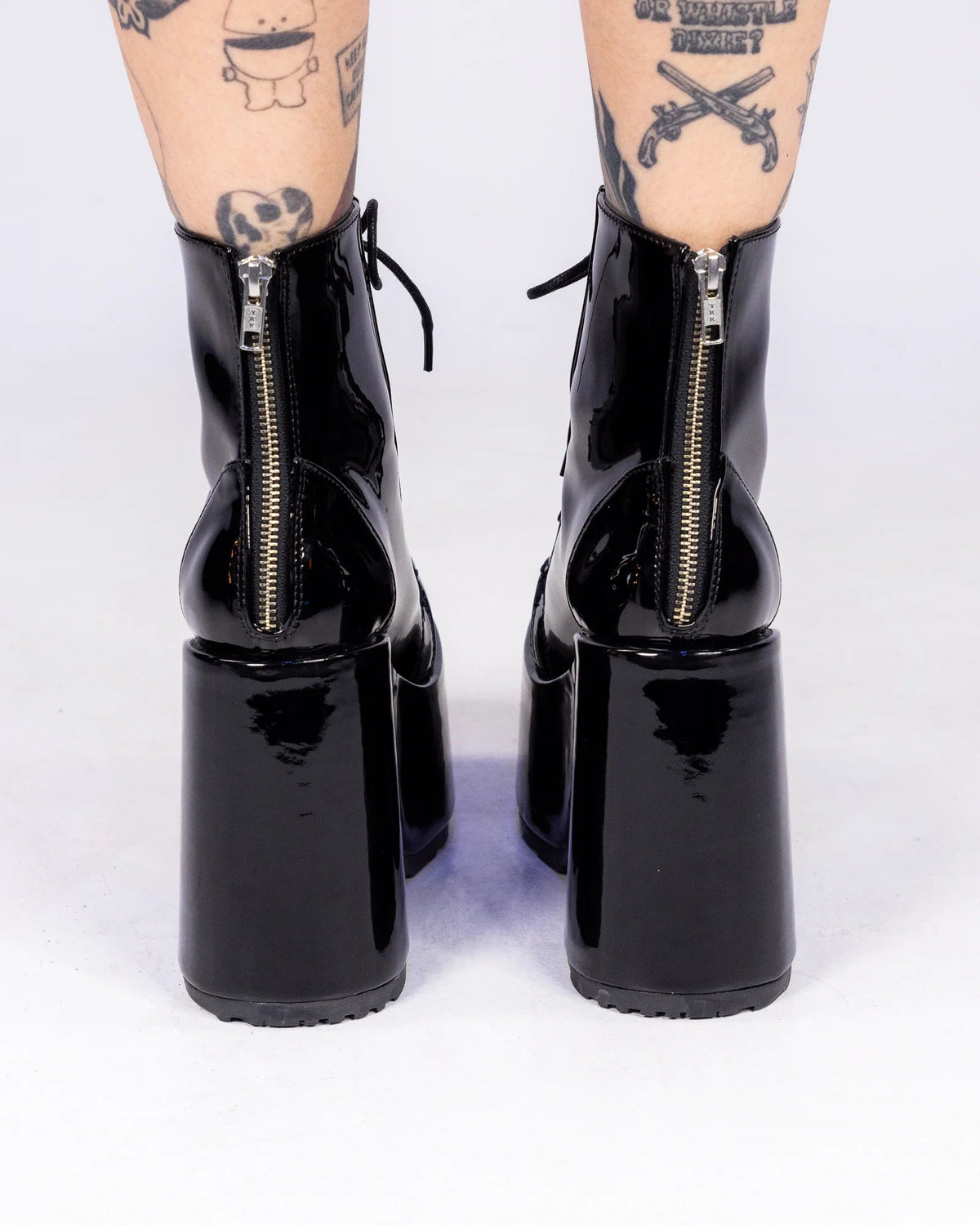 Demonia Black Patent Lace - Up Women's Platform Ankle Boots - InstaWOW Shop