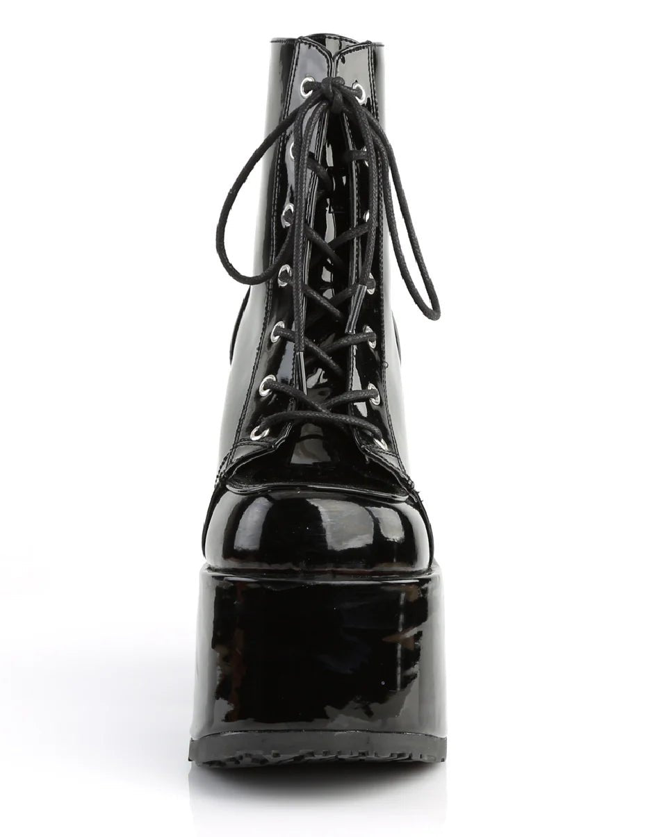 Demonia Black Patent Lace - Up Women's Platform Ankle Boots - InstaWOW Shop