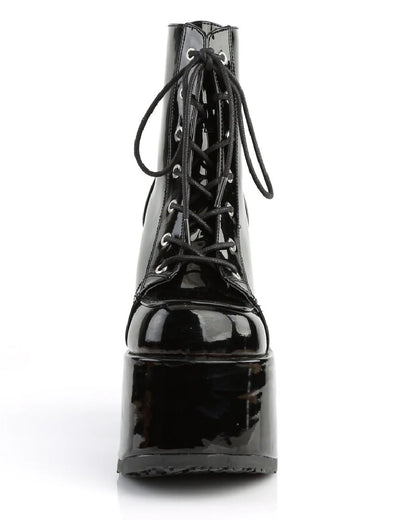 Demonia Black Patent Lace - Up Women's Platform Ankle Boots - InstaWOW Shop