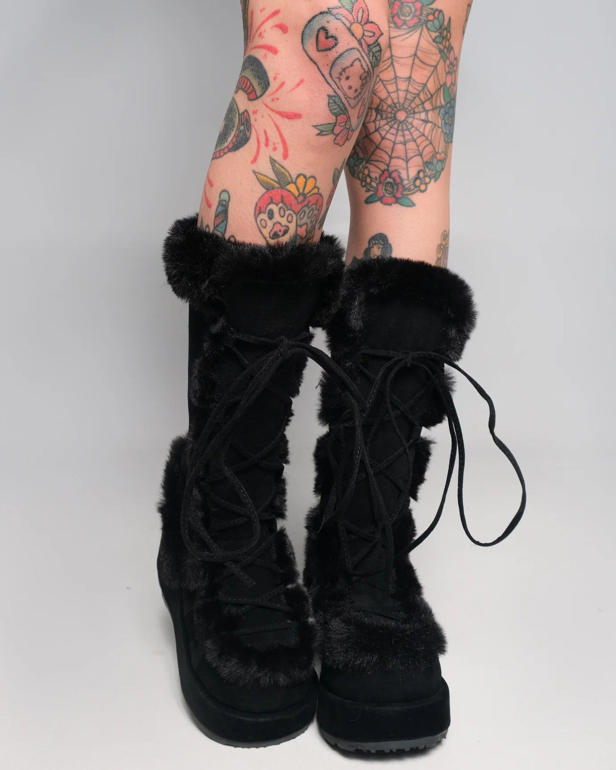 Demonia Black Winter Solstice Faux Fur Boots - InstaWOW Shop