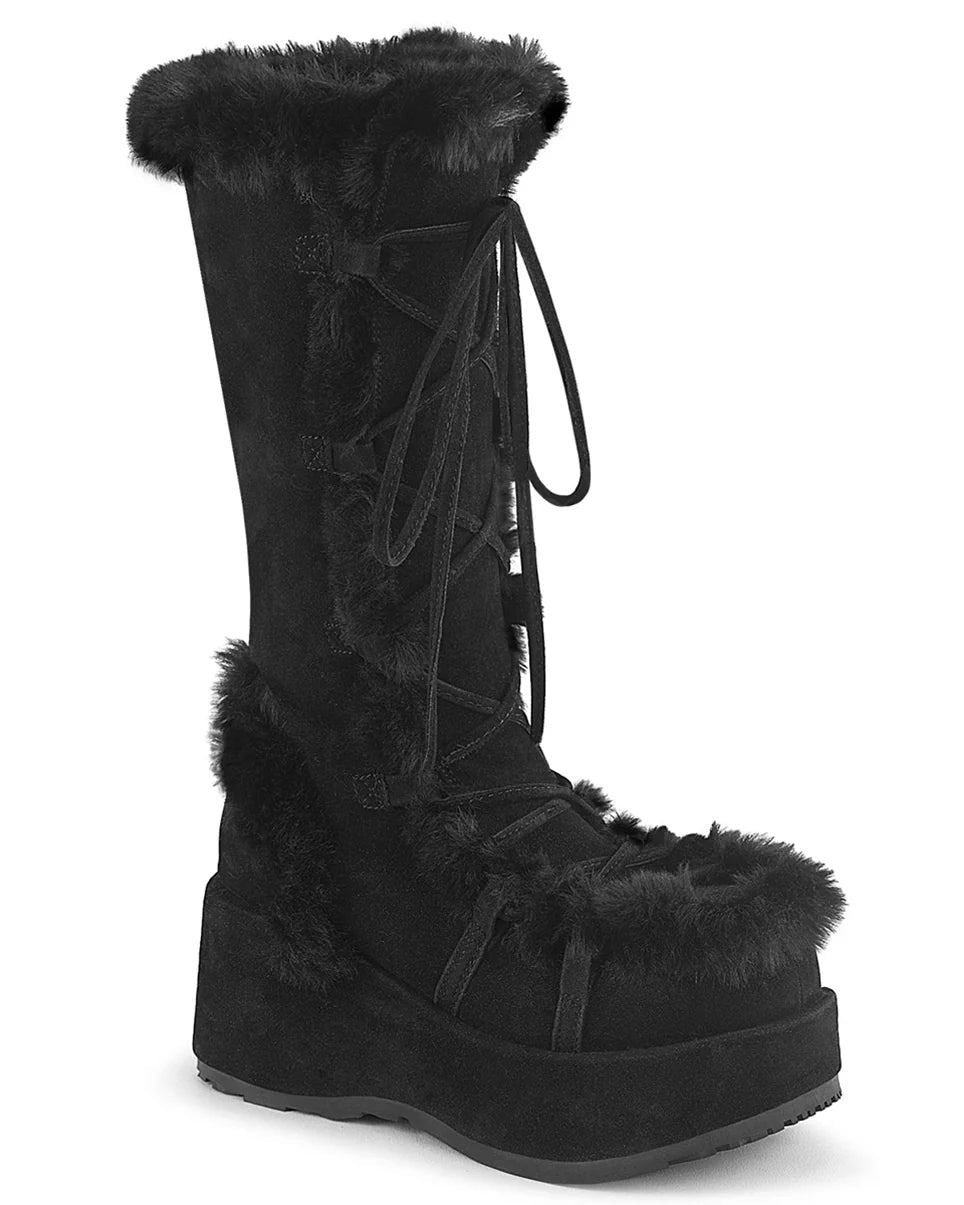 Demonia Black Winter Solstice Faux Fur Boots - InstaWOW Shop