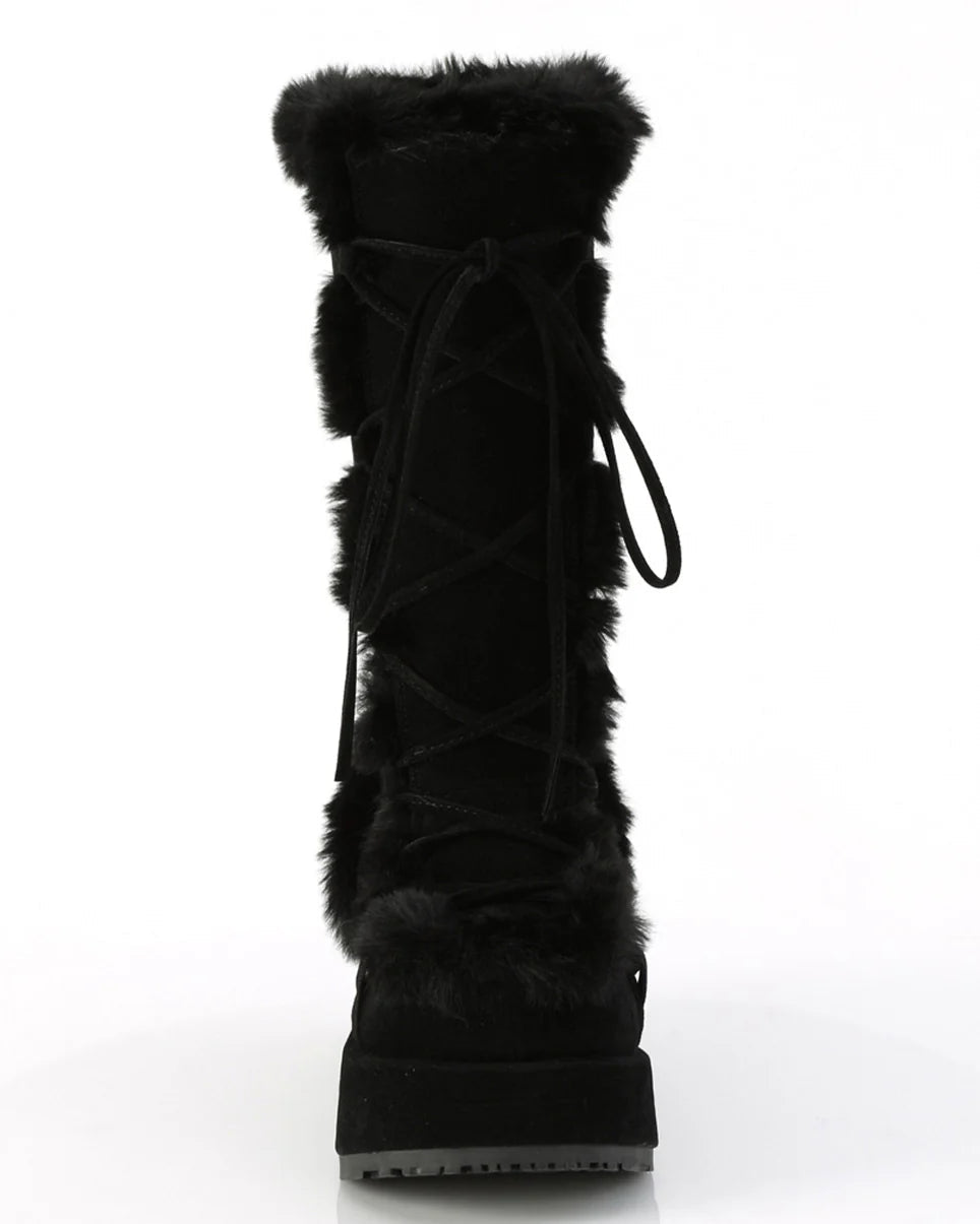 Demonia Black Winter Solstice Faux Fur Boots - InstaWOW Shop