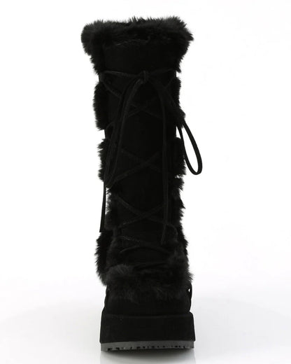 Demonia Black Winter Solstice Faux Fur Boots - InstaWOW Shop
