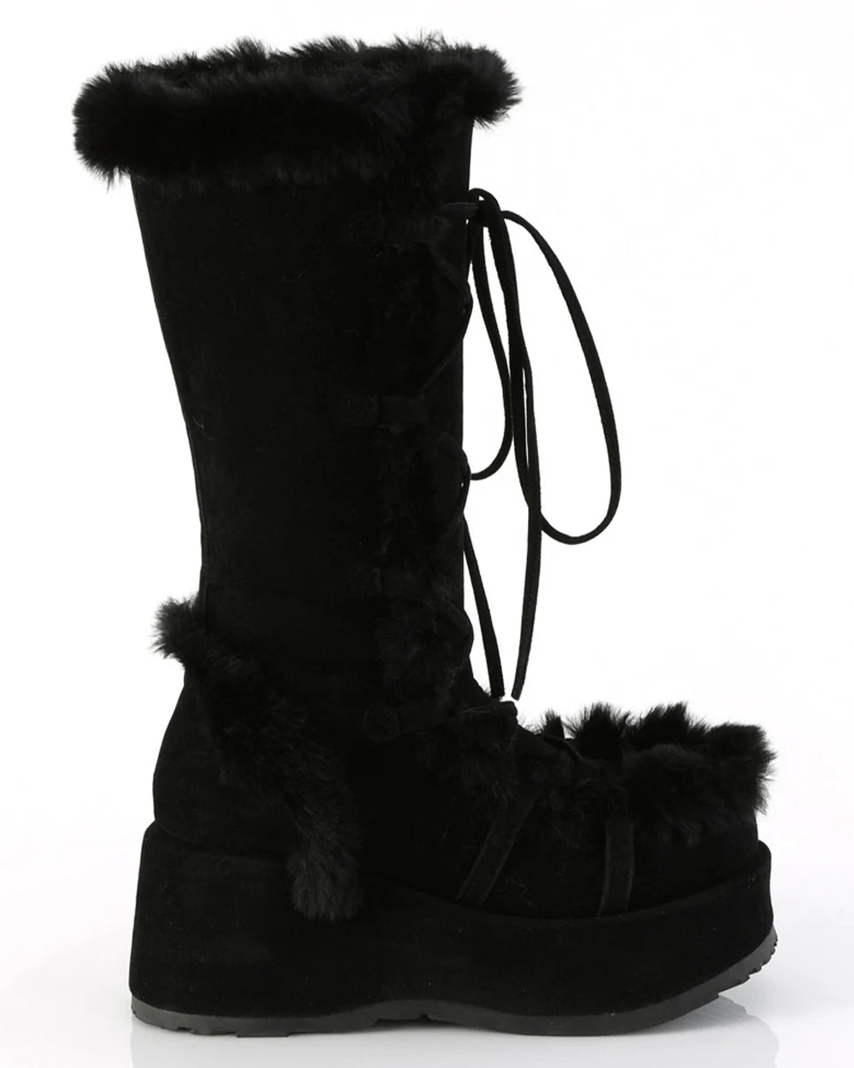 Demonia Black Winter Solstice Faux Fur Boots - InstaWOW Shop