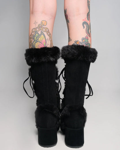 Demonia Black Winter Solstice Faux Fur Boots - InstaWOW Shop
