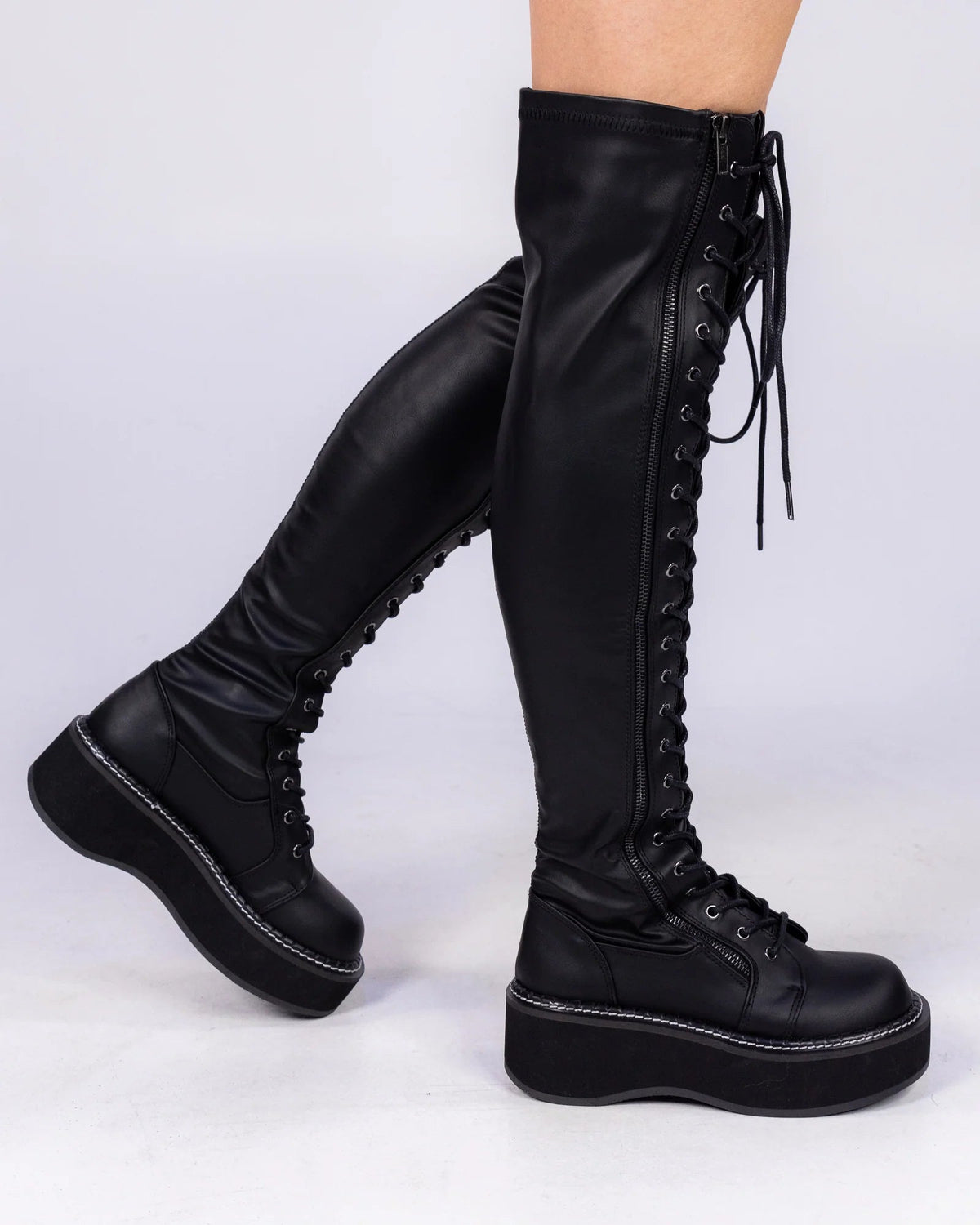 Demonia Emily Black Women's Thigh - High Boots - InstaWOW Shop
