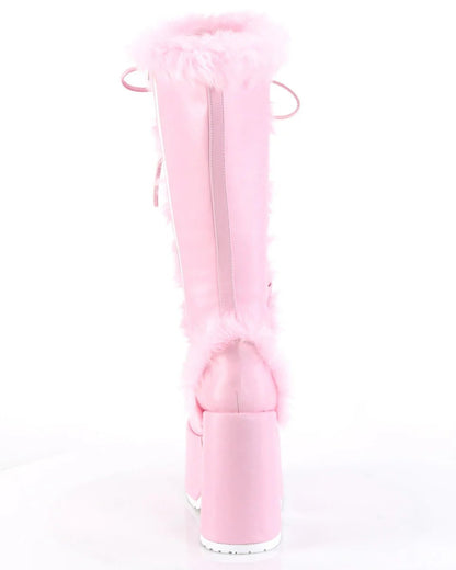 Demonia Pastel Pink Furry Winter Faux Fur Boots - InstaWOW Shop