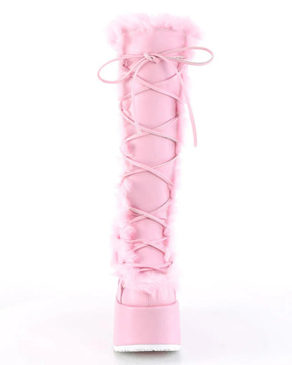 Demonia Pastel Pink Furry Winter Faux Fur Boots - InstaWOW Shop