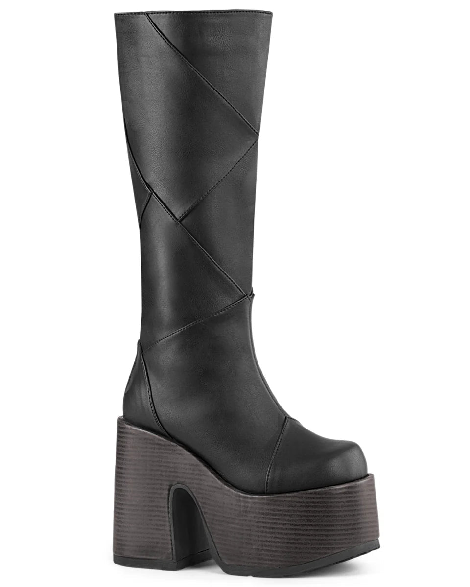 Demonia Patchwork Women's Black Knee High Boots - InstaWOW Shop