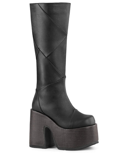 Demonia Patchwork Women's Black Knee High Boots - InstaWOW Shop