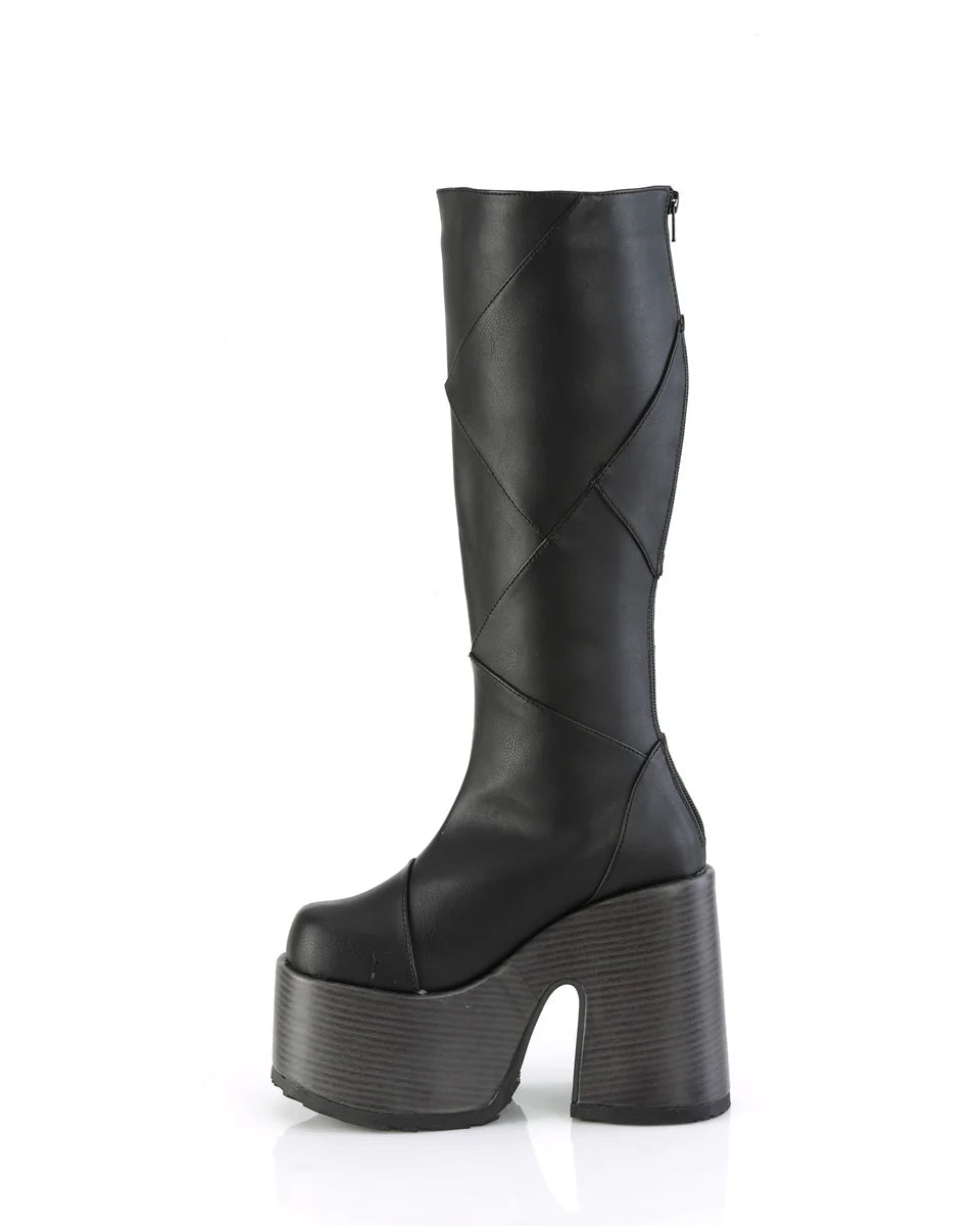Demonia Patchwork Women's Black Knee High Boots - InstaWOW Shop
