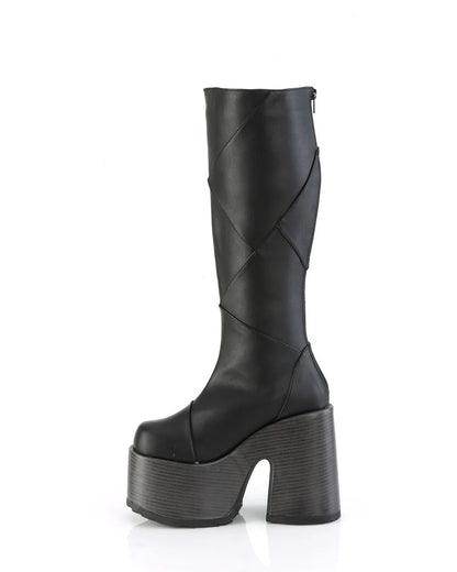 Demonia Patchwork Women's Black Knee High Boots - InstaWOW Shop