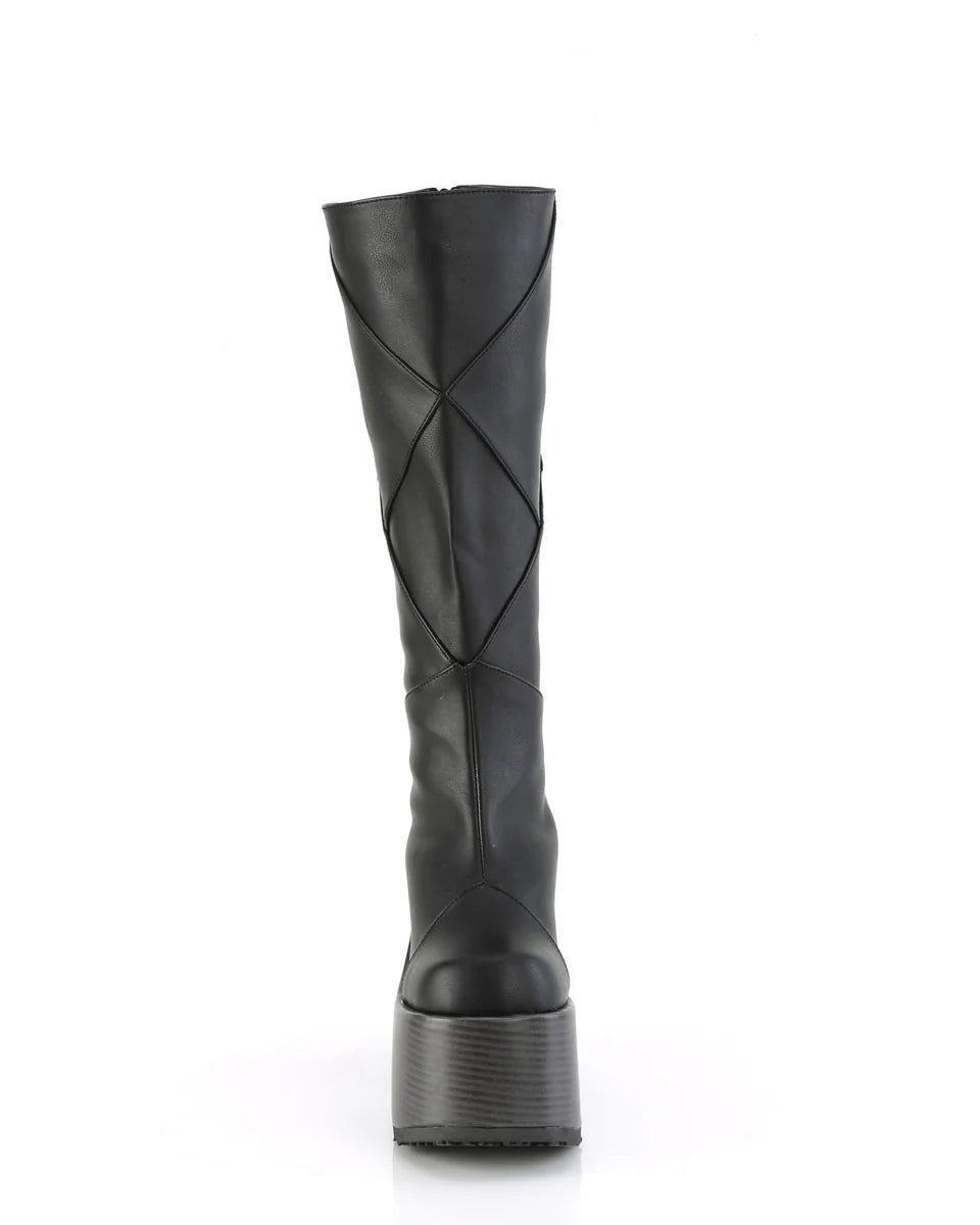 Demonia Patchwork Women's Black Knee High Boots - InstaWOW Shop